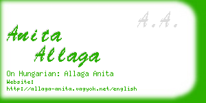 anita allaga business card